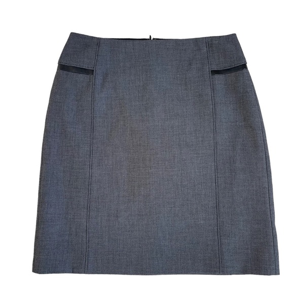 White House Black Market Women’s Luxe Suiting Pencil Skirt Size 8 Leather Trim - Picture 3 of 10